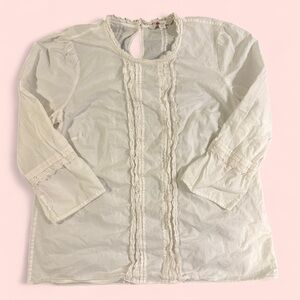 Boden White Lace Trim Blouse | Size US 8